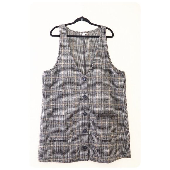 American Eagle Outfitters Dresses & Skirts - ! American Eagle Houndstooth Plaid Sleeveless Collegiate Button Front Dress